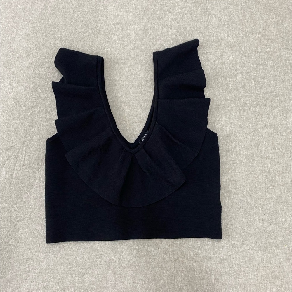 Express Women's  Knit Cropped Top, Size L, Color Black